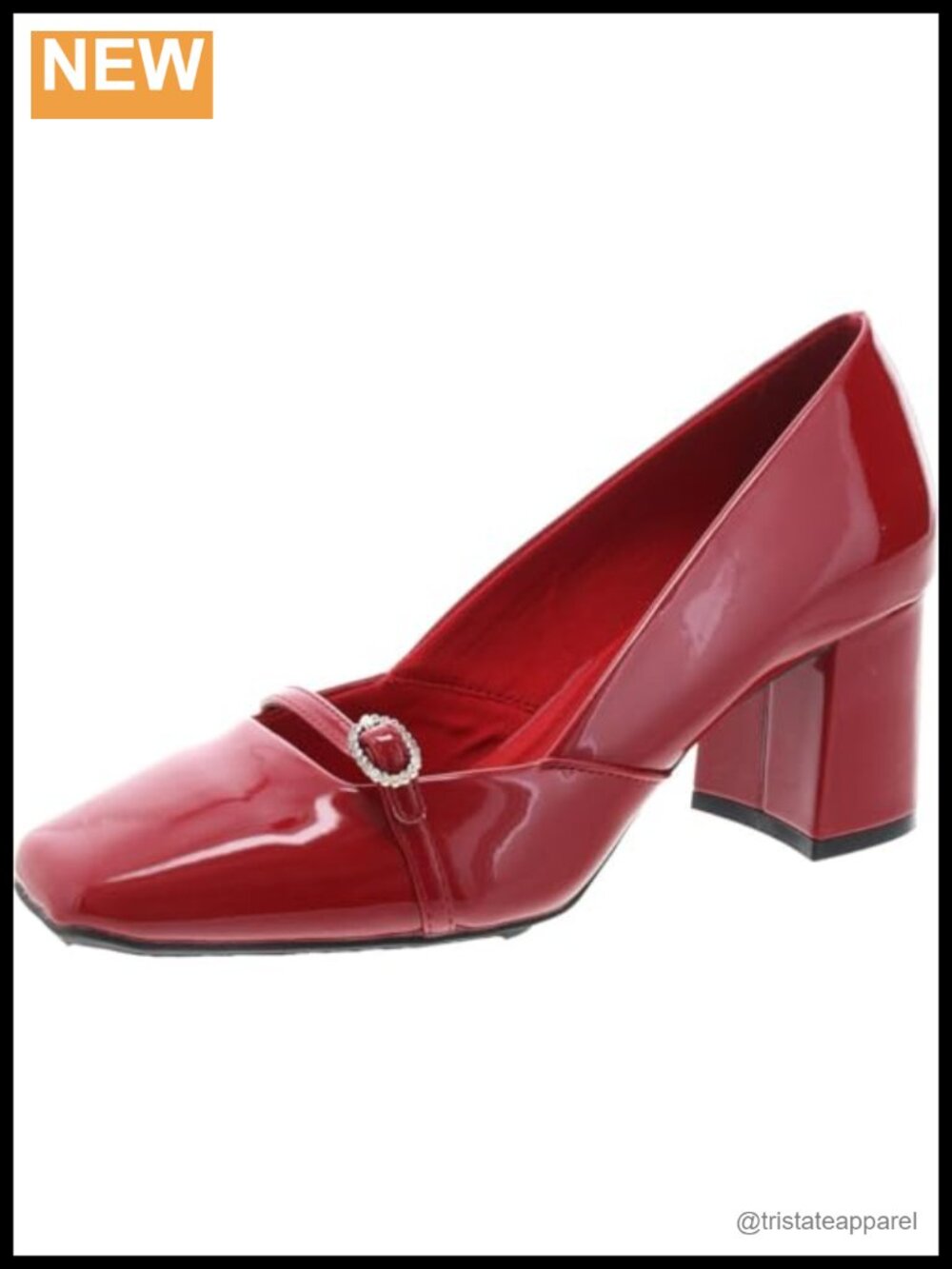 Anne Klein Lexington Slip On Block Heel Square Toe Pumps Faux Leather